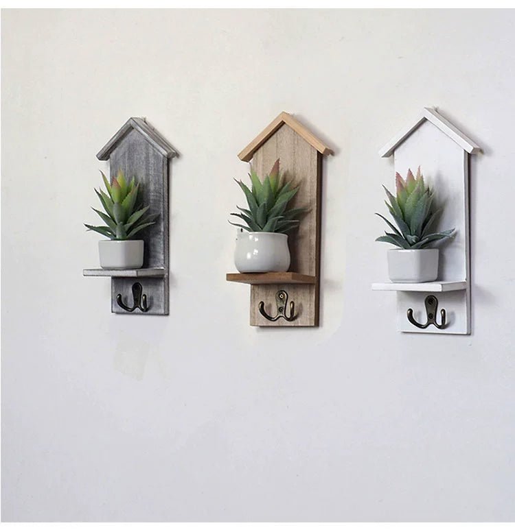 Creative Stylish Doorway Decoration Wall Storage Hook Room Succulents Key Coat Hook Organizing Rack - SOLVEYE