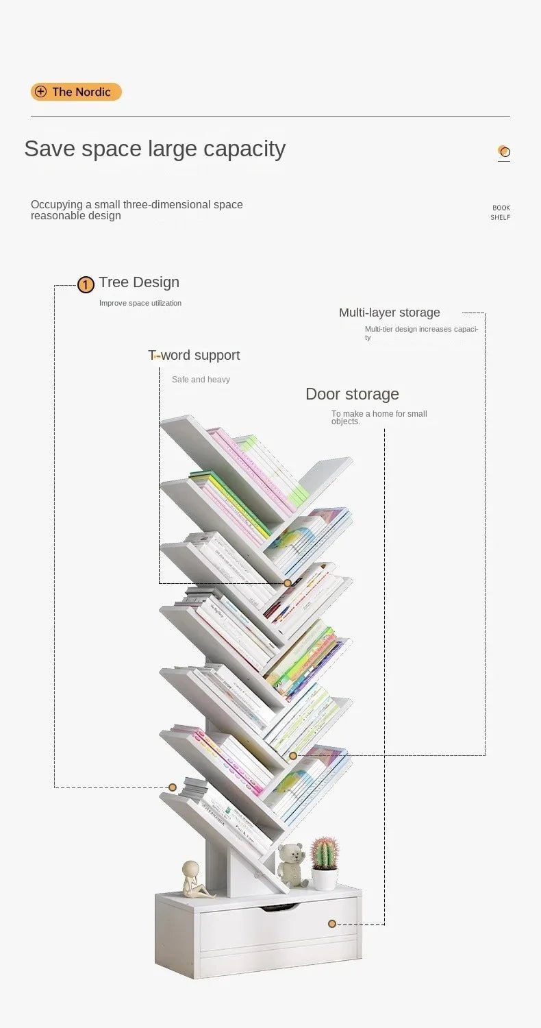 Libreros Bookcases Room Furniture Folding Iron Shelf Desk Organizer Children's Bookcases Large Frame Drawer Scaffale Book - SOLVEYE