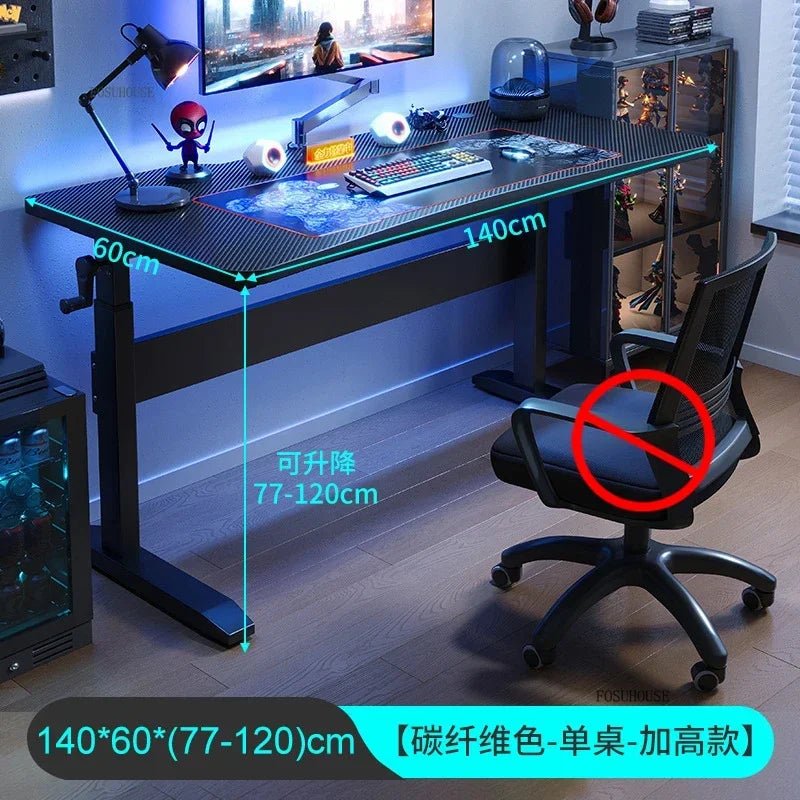 Nordic Lifting Computer Desks Desktop Desk Office Furniture Internet Cafe Gaming Table Home Student Study Table with Bookshelf - SOLVEYE