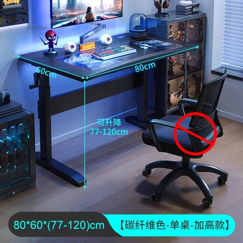 Nordic Lifting Computer Desks Desktop Desk Office Furniture Internet Cafe Gaming Table Home Student Study Table with Bookshelf - SOLVEYE