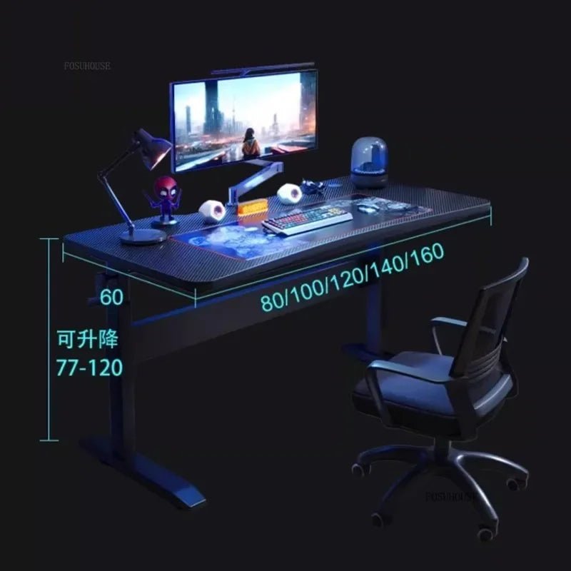 Nordic Lifting Computer Desks Desktop Desk Office Furniture Internet Cafe Gaming Table Home Student Study Table with Bookshelf - SOLVEYE