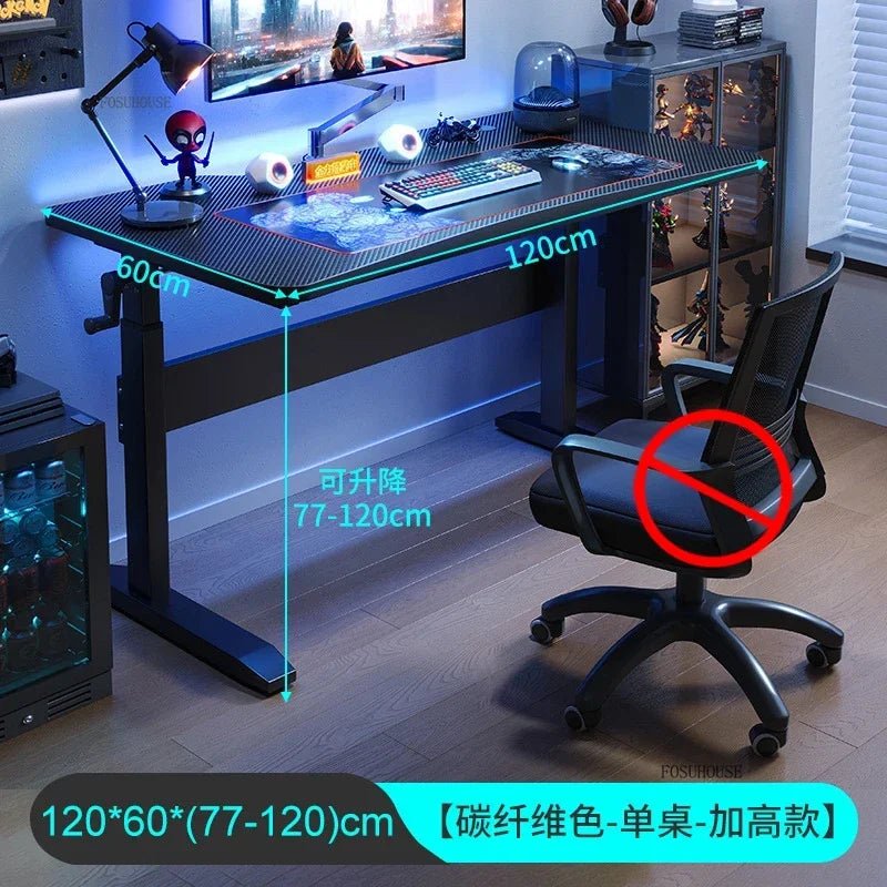 Nordic Lifting Computer Desks Desktop Desk Office Furniture Internet Cafe Gaming Table Home Student Study Table with Bookshelf - SOLVEYE