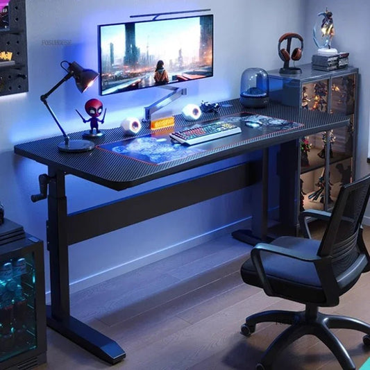 Nordic Lifting Computer Desks Desktop Desk Office Furniture Internet Cafe Gaming Table Home Student Study Table with Bookshelf - SOLVEYE